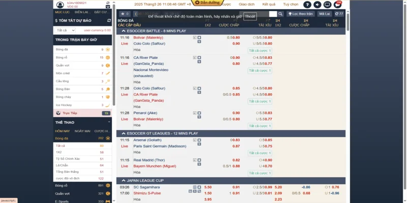 Các kèo cược bóng đá nổi bật nhất tại sảnh